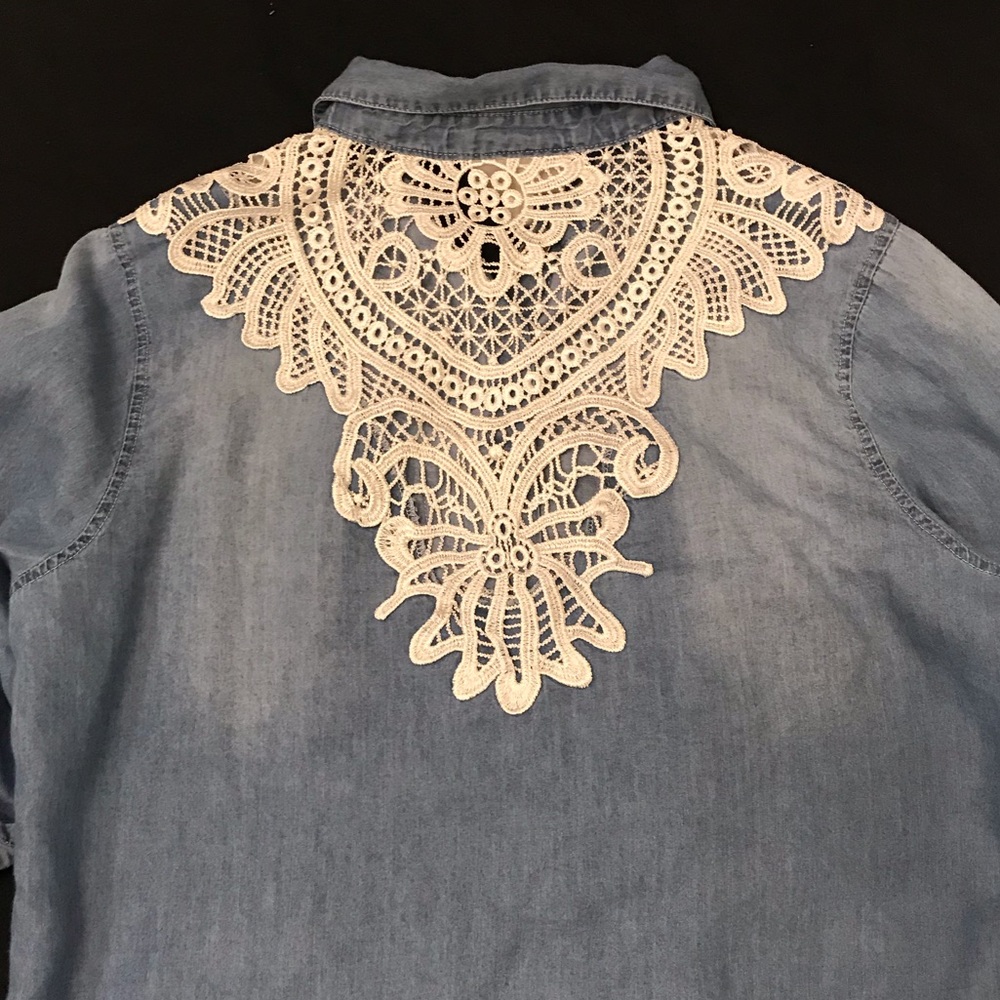 Jean Button-Down Shirt w/ lacy back